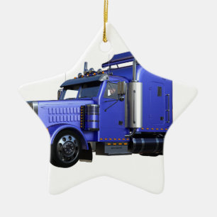 Metallischer Blau-halb Sattelzug-LKW Keramik Ornament