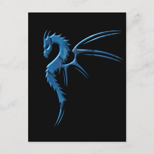 Metallischer blauer Drache Postkarte (Vorderseite)