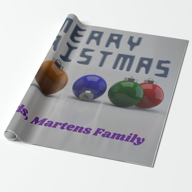 Metallischer blauer Schriftart und Ornamente Weihn Geschenkpapier (Ungerollt)