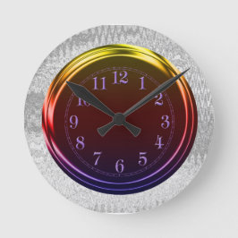 Metallischer Blick-flippiges Neon u. Silber, Runde Wanduhr