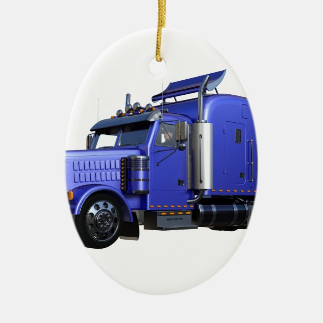 Metallischer Blue Semi Trailer Keramik Ornament (Vorne)