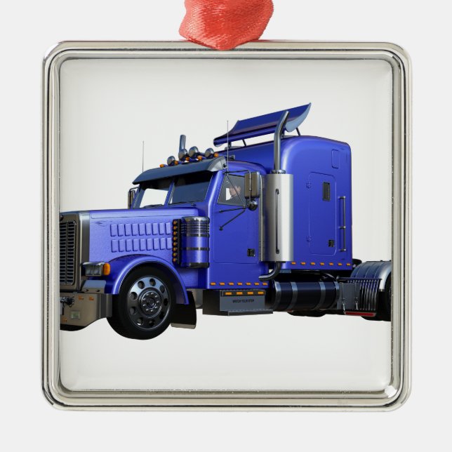 Metallischer Blue Semi Trailer Silbernes Ornament (Vorne)