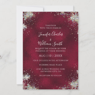 Metallischer Burgundy Holographic Glitzer Moderner Einladung