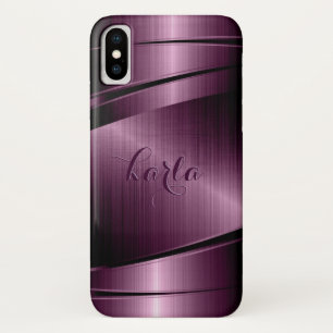 Metallischer Burgundy-roter geometrischer Hintergr iPhone X Hülle