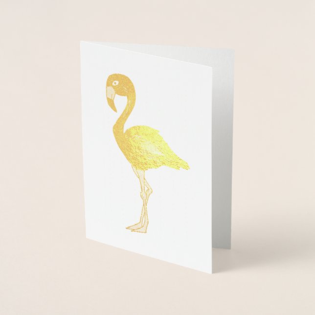 Metallischer Flamingo Tropical Island Bird Folienkarte (Vorderseite)