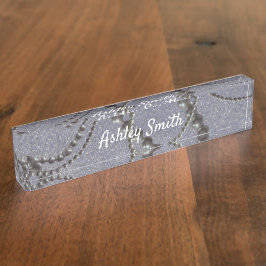 Metallischer Fleck mit Perlschreibtisch Namensplakette