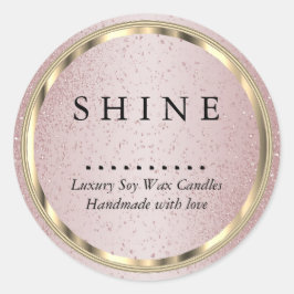 Metallischer Glitzer aus Gold und Rose Runder Aufkleber