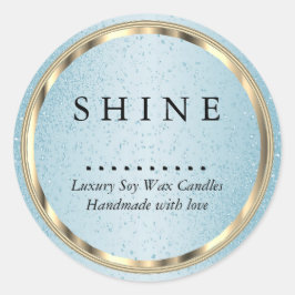 Metallischer Gold und Blauer Glitzer Runder Aufkleber