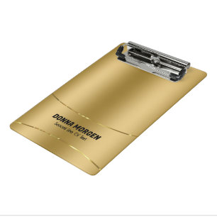 Metallischer goldener Hintergrund und Streifenrahm Mini Klemmbrett