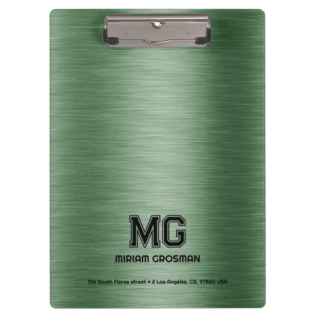 Metallischer Grüne Textur Benutzerdefinierter schw Klemmbrett (Vorderseite)
