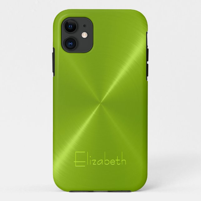 Metallischer grüner Edelstahl-Metallblick Case-Mate iPhone Hülle (Rückseite)