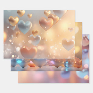 "Metallischer" Look Gold, Silber & Roségold Geschenkpapier Set