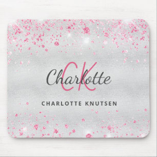 Metallischer Name des rosa Glitzer Mousepad