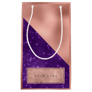 Metallischer NamensRosen-Goldnamen-lila violetter Kleine Geschenktüte