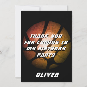 Metallischer orangefarbener Basketball-Geburtstag Dankeskarte