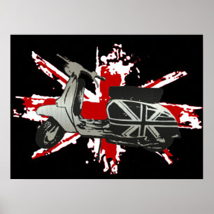 Metallischer Roller auf zerrissener Poster