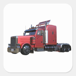 Metallischer Rot-halb Traktor Traler LKW Quadratischer Aufkleber