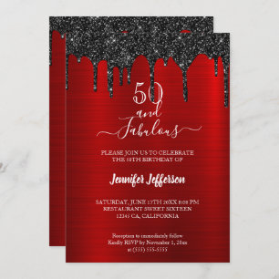 Metallischer roter Glitzer Einladung zum Geburtsta