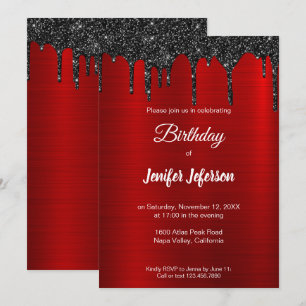 Metallischer roter Glitzer Einladung zum Geburtsta