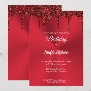 Metallischer roter Glitzer Einladung zum Geburtsta