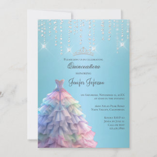 Metallischer roter Glitzer Quinceanera Einladung