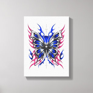Metallischer Schmetterling Blau Rosa Flügel – Goth Leinwanddruck