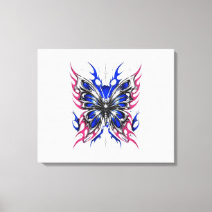 Metallischer Schmetterling Blau Rosa Flügel – Goth Leinwanddruck