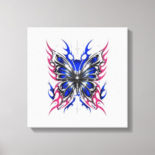 Metallischer Schmetterling Blau Rosa Flügel – Goth Leinwanddruck