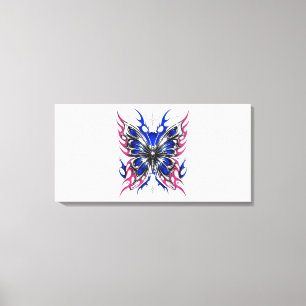 Metallischer Schmetterling Blau Rosa Flügel – Goth Leinwanddruck