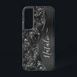 Metallischer Schwarzer Glitzer Personalisiert Samsung Galaxy Hülle<br><div class="desc">Dieses schwarz gebürstete Metall und glamouröse Imitate Glitzer gemustert Handy Gehäuse mit Ihrem eigenen individuelle Name leicht personalisieren.</div>