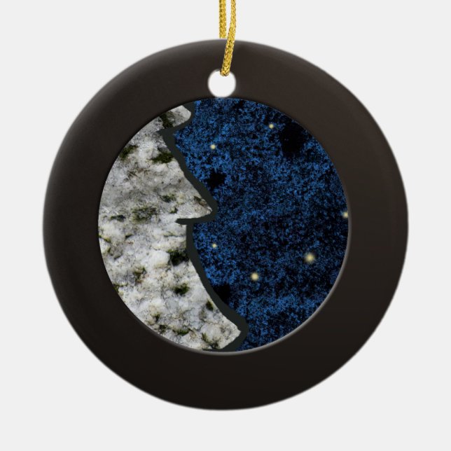 Metallischer schwarzer Kreis und farbiger Granit Keramikornament (Vorne)