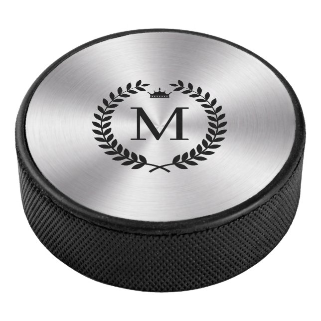 Metallischer schwarzer Laurel-Wreath aus Edelstahl Eishockey Puck (3/4)