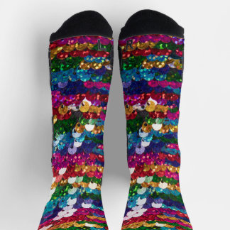 Metallischer Sequins Glitzer Abstrakt Pixel Muster Socken