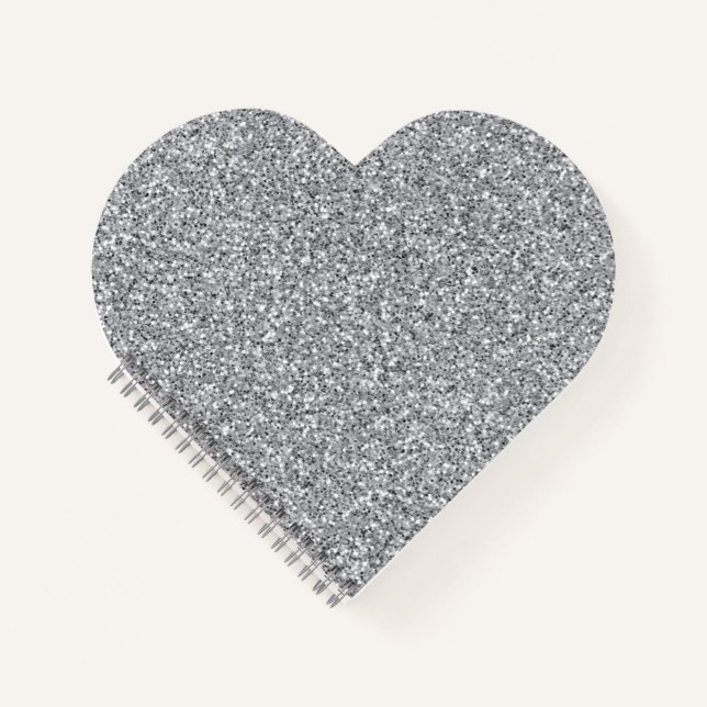 Metallischer Silber-Glitzer Notizbuch (Vorderseite)