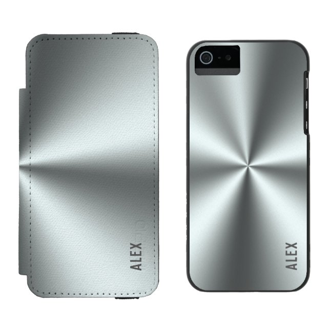 Metallischer Silber-Gray-Stahllook Incipio iPhone Geldbeutel-Hülle (Seite an Seite)