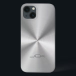 Metallischer Silber-Gray-Stahlschau Case-Mate iPhone Hülle<br><div class="desc">Silber-Töne glänzend metallisches Design mit rostfreiem Stahllook (Abbildung der metallischen Textur). In kommt in vielen verschiedenen Farben grau bis glänzend schwarz. Nicht echtes Metall, sondern Bild davon. Einfach und elegant mit modernen 3 Initialen, anpassbar Monogramm. Wenn Sie Hilfe bei der Anpassung eines meiner Designs benötigen, kontaktieren Sie ArtOnWear Designer. Kostenlose...</div>