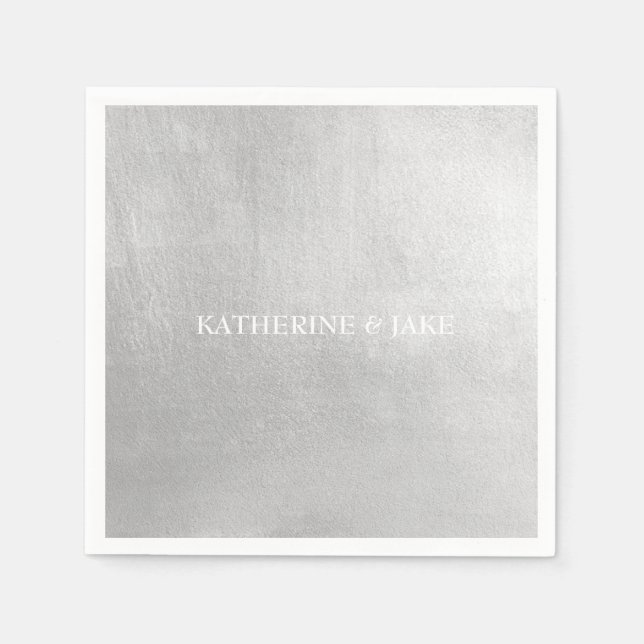 Metallischer Silbercocktail für Individuelle Namen Serviette (Vorderseite)