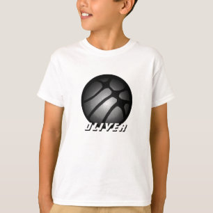 Metallischer Silver Black Basketball Ball Name T - T-Shirt