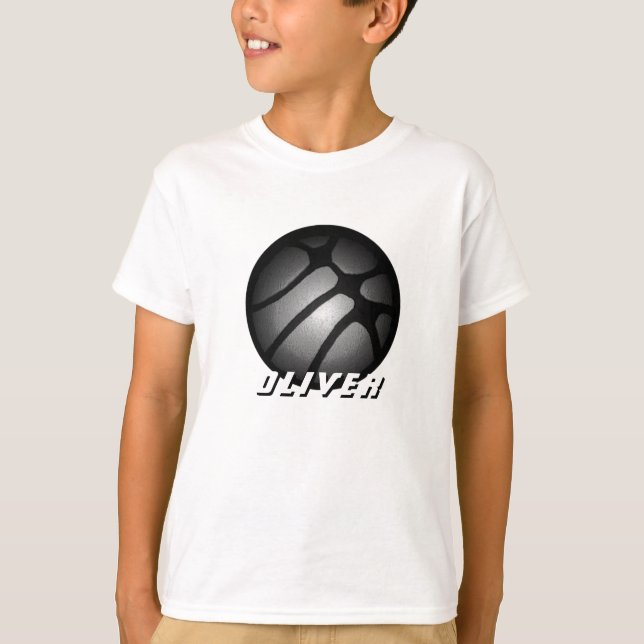 Metallischer Silver Black Basketball Ball Name T - T-Shirt (Vorderseite)