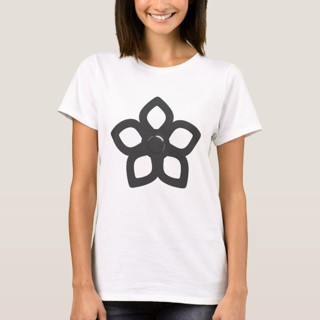 Metallischer Silver Blume T - Shirt (Vorderseite)