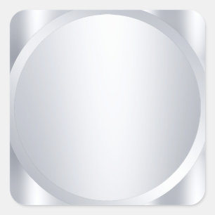 Metallischer Silver Look Leere Moderne Vorlage Tre Quadratischer Aufkleber