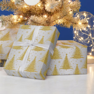 Metallischer Weihnachtsbaum Gold Silberne Muster L Geschenkpapier