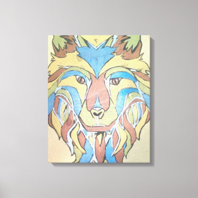 Metallischer Wolf Original auf Leinwand (Vorderseite)