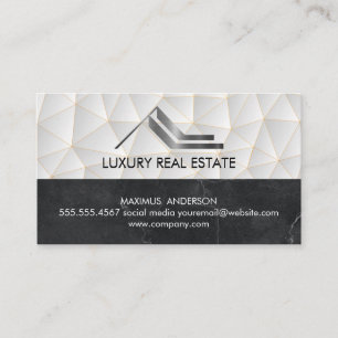 Metallisches Anwesen-Logo Geometrisch Marmor Visitenkarte