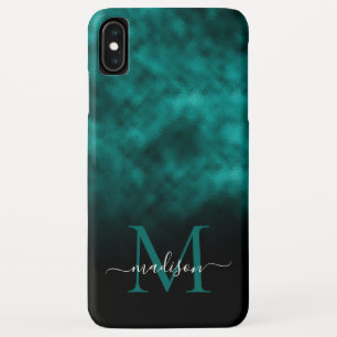 Metallisches Aquamarines Blue Green Monogram Girly Case-Mate iPhone Hülle