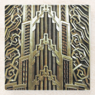 Metallisches Art Nouveau Design, vintage, elegant, Glasuntersetzer