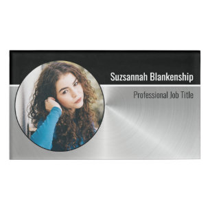 Metallisches Berufliches Silver Flare Custom Foto Namenschild