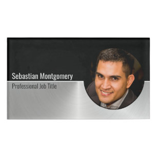 Metallisches Berufliches Silver Flare Custom Foto Namenschild