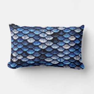 Metallisches Cobalt Blue Fish Scales Muster Lendenkissen
