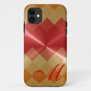 Metallisches Diamantmuster und Monogramm 4 Case-Mate iPhone Hülle